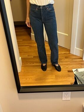Vintage 501 levis USA Dark Blue Straight Leg High-Rise Jeans